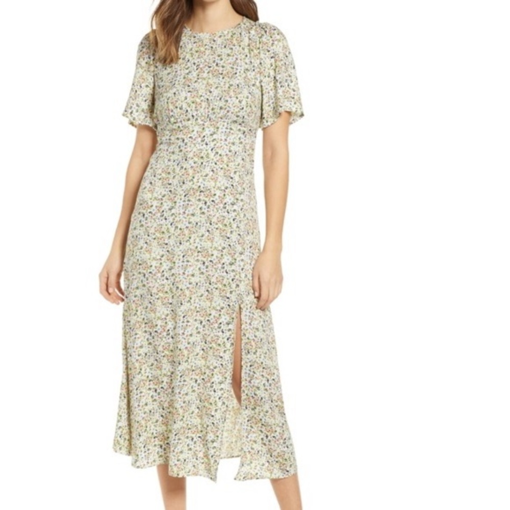 AFRM Janice Green Floral Midi Dress Size Small
